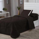 Kit Edredom Solteiro Dupla Face + Lençol 4 Pçs Preto Cinza