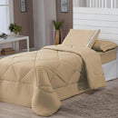 Kit Edredom Solteiro Dupla Face + Lençol 4 Pçs Preto Cinza