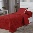 Kit Edredom Solteiro Dupla Face + Lençol 4 Pçs Preto Cinza