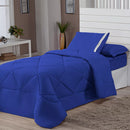 Kit Edredom Solteiro Dupla Face + Lençol 4 Pçs Preto Cinza