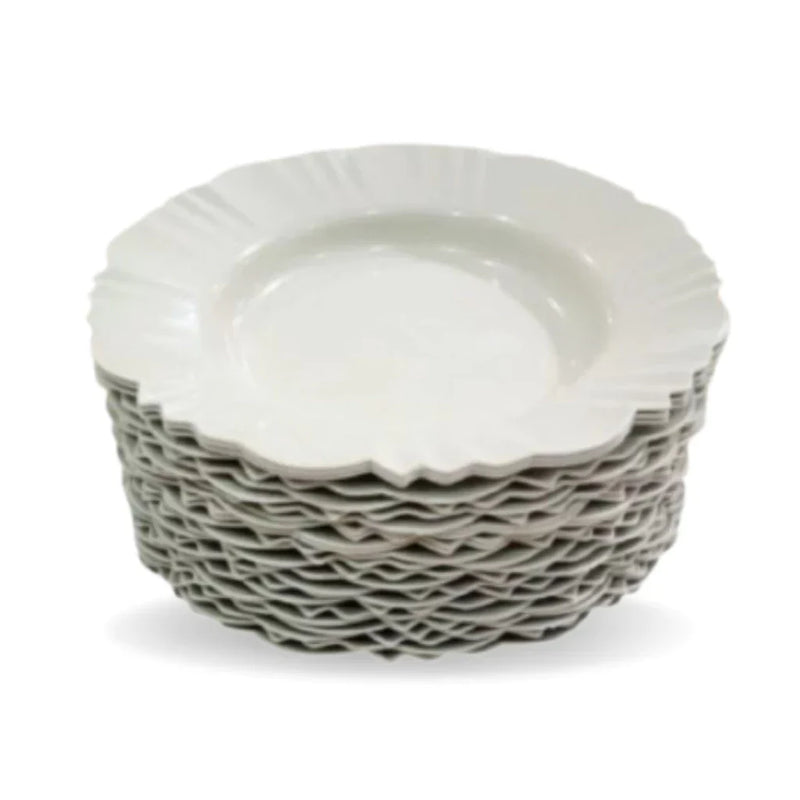 Kit com 10 Prato Fundo com Desenho de Pétala