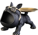 Escultura Decorativa de Cachorro Bulldog com Bandeja