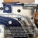 Kit COMPLETO 09 Peças EDREDOM + COBRE LEITO + LENÇOL com ELÁSTICO Algodão Percal 180 Fios Porcelana