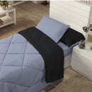 Kit Edredom Solteiro Dupla Face + Lençol 4 Pçs Preto Cinza