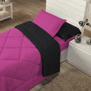 Kit Edredom Solteiro Dupla Face + Lençol 4 Pçs Preto Cinza