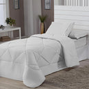 Kit Edredom Solteiro Dupla Face + Lençol 4 Pçs Preto Cinza